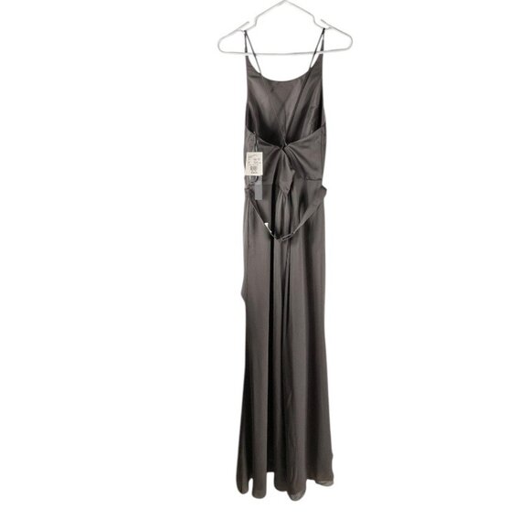 White by Vera Wang Charcoal Gown Dress Long Front Slit Size 12 - Picture 5 of 16